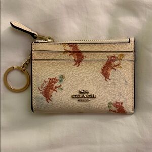 Coach Cream Piglet Print Card Wallet